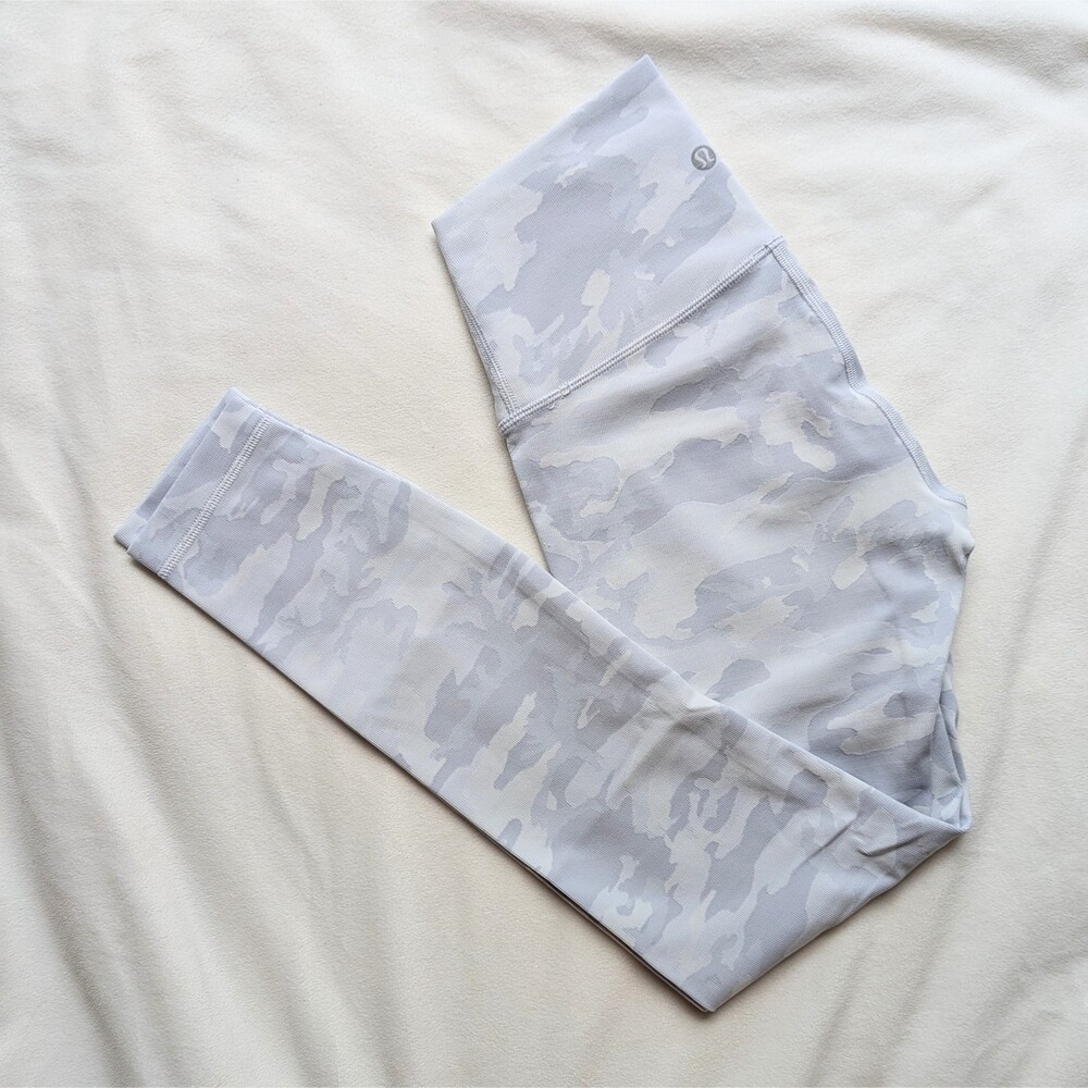 Lululemon Wunder Under High-Rise Tight 25" Ribbed Luxtreme White Gray Camo Sz 4 - Picture 6 of 10